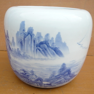 瀬戸火鉢・山峡風景・金魚やメダカ入れ