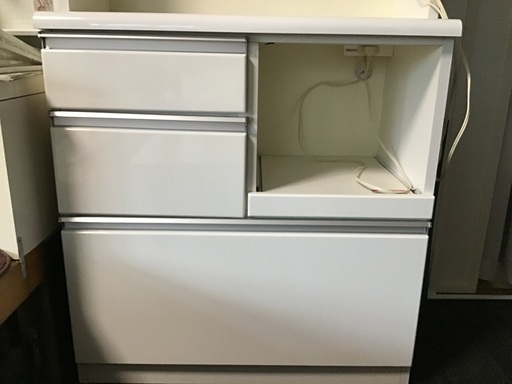 中古品　鏡面白　食器棚