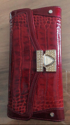 バランシアター　ワニ柄　赤　長財布
