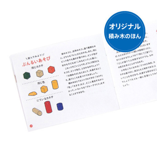 【新品・未使用】オリジナル積み木 カラー【積み木のほん付】 生きる知恵がつまった「あそびの基本」。1歳からの積み木。
