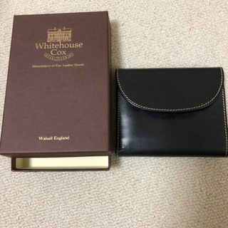 【美品】ホワイトハウスコックス 三つ折り財布 小銭入れ付 イングランド製 ホワイトハウスコックス 三つ折り財布 ブラック×ピンク