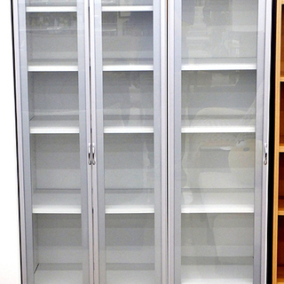 札幌市/清田区 札幌発 ガラス扉付き セパレート食器棚 ホワイト 収納家具