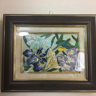 押絵　菖蒲　鳥　ハンドメイド　インテリア　絵画