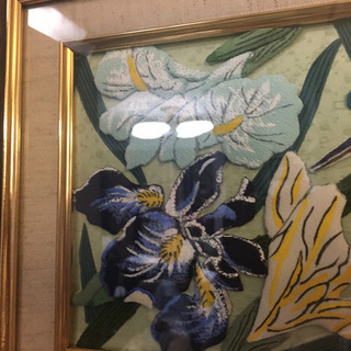 押絵　菖蒲　鳥　ハンドメイド　インテリア　絵画の画像