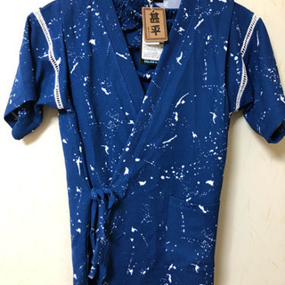 140新品甚平・青(上下セット)