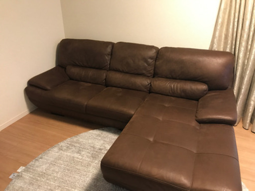 シェーズロングソファー トレビソ　座って左スモールカウチ (カカオ)