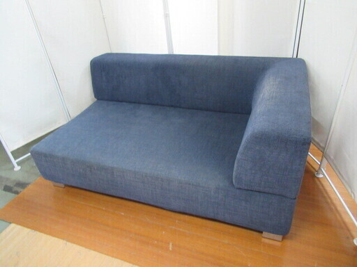 J1392/ソファ/2人掛け/コーナーソファ/ネイビー/青/ブルー/中古品/
