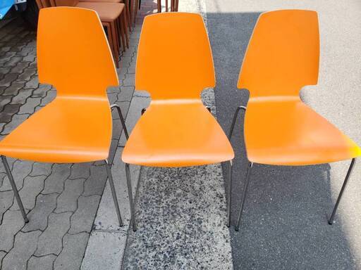 ●3脚セット IKEA イケア VILMAR ダイニングチェア 椅子 オレンジ お洒落 店舗 民泊 ホテル 引取り可 大阪守口市 中古