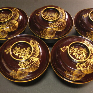 高級 沈金漆塗り菓子椀 5客