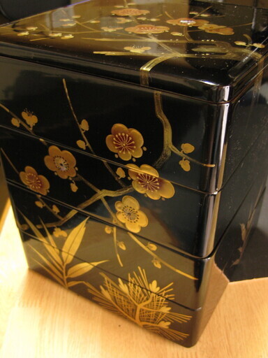 超高級　金蒔絵漆塗り重箱四段　新品未使用