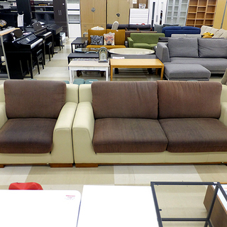 Hugo Japan 2人掛けソファ　ヒューゴジャパン ヒューゴ ジャパン 2人掛けソファ レザー×ファブリック ブラウン 茶