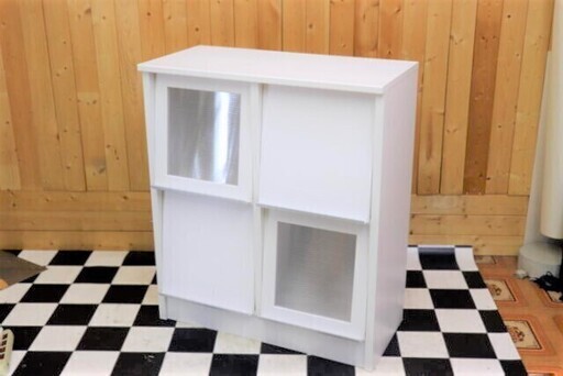 ホワイトフラップシェルフ　棚　カジュアル　750×370×900　インテリア　家具　単身様　リビング