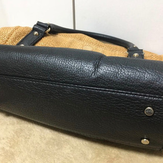 ケイト・スペード　Kate spade 2Way バンドバッグ・ショルダーバッグ　ベージュカゴ　黒革の画像