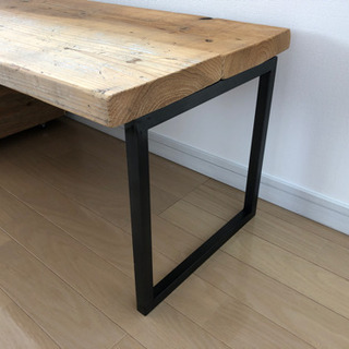 ベンチ型収納　古木天板スチール脚の画像