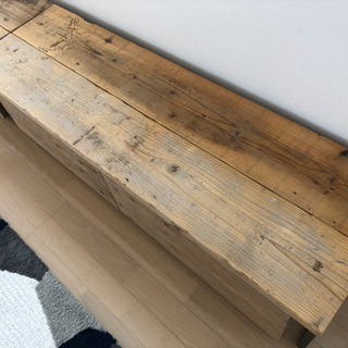 ベンチ型収納　古木天板スチール脚の画像