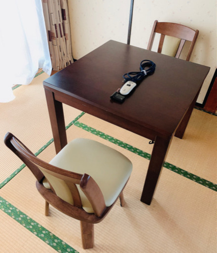 ハイタイプこたつテーブル　回転椅子付