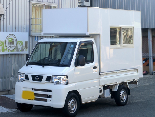 軽トラック用　キッチンカー　キャンピングカー　シェル　フレーム シンプルな軽トラ積載用のキッチンカーシェルを100万円以下で