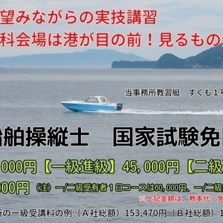 国家試験免除☆小型船舶操縦士免許（１級・２級・特殊・進級）☆開講します！の画像