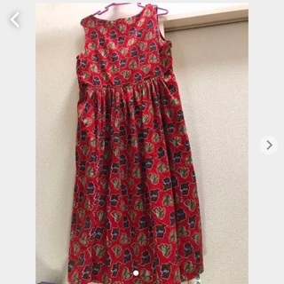 コードゥロイワンピース くま柄 フリーサイズ