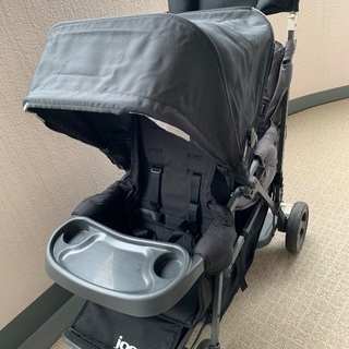 JOOVY 二人乗りベビーカー 後部リアシート・レインカバー付