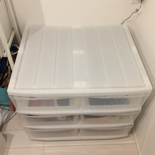 押入れ用 衣装ケース プラケース 3段 6ひきだし 白の画像