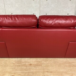 7*56 ニトリ 本革 2人掛けソファー 赤 レッド