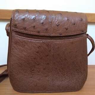 【中古ヴィンテージ】Klein Karoo製キャメル色オーストリッチショルダーバッグの画像