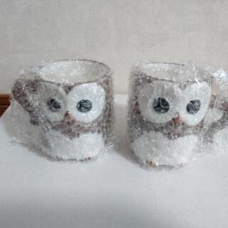 【新品】フクロウ ペア コップの画像