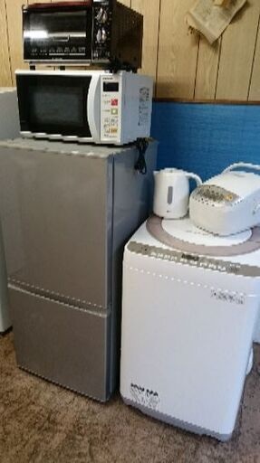 只今、商談中！！7月お買い得セット第三弾②！！アクアAQR-16D　2ドア冷蔵庫　157L　2015年制・シャープ　ES-KS70R　全自動洗濯機　2016年製・パナソニック　NE-EH228　電子レンジ　2016年製・ニトリ　SN-3228　電子ケトル　2017年製・パナソニックIHジャー炊飯器（2013年製）・象印オーブントースター（2018年製）おまけ付　6点セット！！