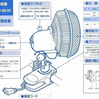 クリップファン/クリップ扇風機(羽根径17.5cm)「ドウシシャ製 FMC-920」【動作確認済み、難あり】の画像