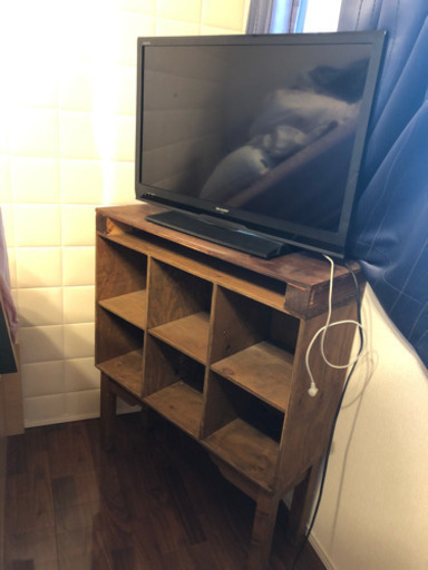 アンティーク調　本棚付き　テレビ台