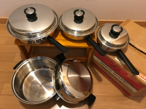 アムウェイ両手鍋、大フライパン、中フライパン、小ソースパンセット