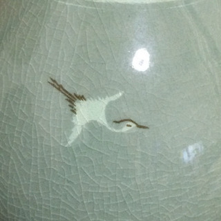 高麗青磁の壺 鶴の画像
