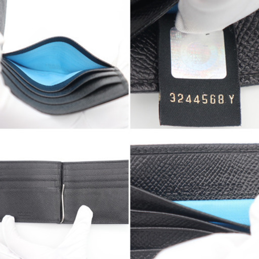 《BVLGARI/二つ折りマネークリップ》 285275 ABランク 黒 美品