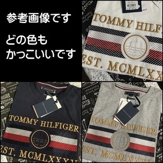 凝った刺繍がすごい Tシャツ ネイビーL　TOMMY HILFIGERの画像