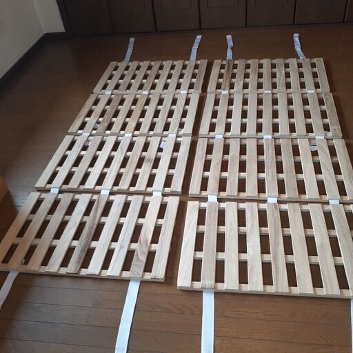 すのこベッド　クイーンサイズ=セミシングルサイズ×2枚　折りたたみ　桐