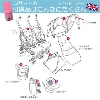 コサット 双子ベビーカー(横型) 市内お届け致しますの画像