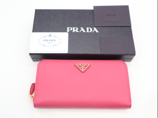 《PRADA/ロゴプレート ラウンドファスナー長財布》S 未使用品 極美品 箱