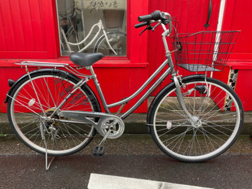 ★激安★変速ギア6段 オートライト 27インチ 軽整備済み 防犯登録 中古自転車 ママチャリ 103