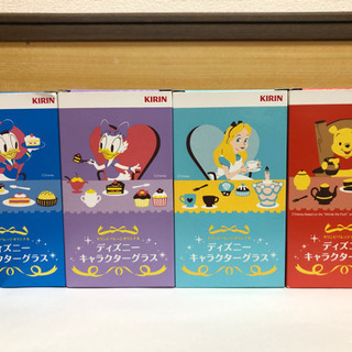🌟値下げ🌟【未使用】ディズニーキャラクターグラス４個(箱付)の画像