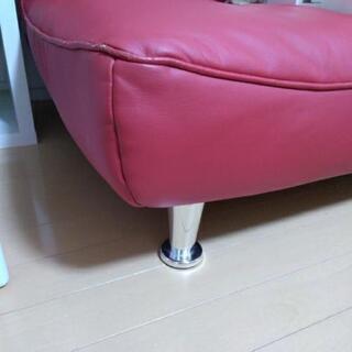 お取引中■２人掛けソファー　赤　フェイクレザー　の画像
