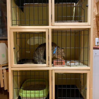 木製キャットケージ３段　ナチュラル 