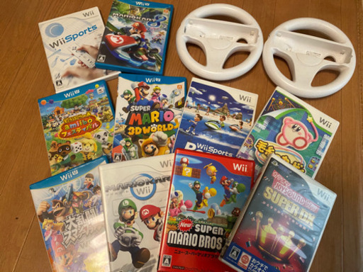 wii Uソフト10本 ハンドル2個セット