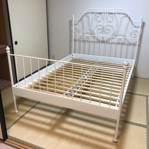 IKEAイケア ダブルベッド マットレス付き LEIRVIK レイルヴィーク