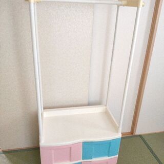 キッズ 収納  服掛け付き 引き出し収納  