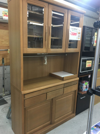 ●販売終了●レンジボード　キッチンボード　カップボード　ナチュラルブラウン　中古品　イタミ有