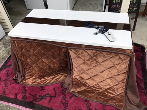 【管理KRK203】大川家具 家具調 ダイニングテーブル こたつ W600xD1200xH600/mm