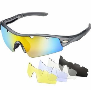 新品★5種類のレンズ★偏光レンズスポーツサングラスセット★UV4...