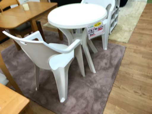 【リサイクルサービス八光　田上店　配達・設置OK】不二貿易 PC ラウンドテーブル アンジェロ ホワイト　3点セット