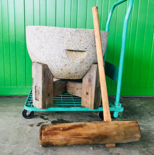 石臼　杵　木製台座付　取引中